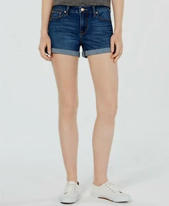 Celebrity Pink Dare You Shorts Blue Denim Junior Mid Rise Roll Cuff Size 20 NEW - Picture 1 of 7