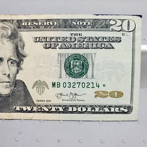 20 Dollar STAR Note LOW PRINT MB08828950* 2013 Medium Rare Bill US Money - Picture 1 of 9