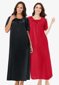 Only Necessities Women's Plus Size 2-Pack BLACK & RED Long Silky Gowns SZ 5X NWT - Picture 1 of 2