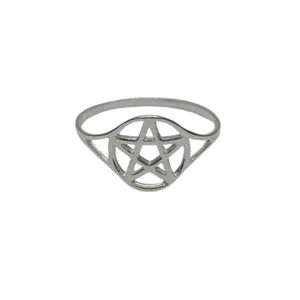 Silberring Pentagramm 925 Handarbeit Pagan Wicca Symbol Leicht Nickelfrei - Bild 1 von 5