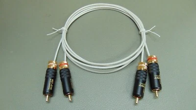 22 AWG RCA Audio Interconnect Cables 1 Meter 1986 vintage Silver Plated PTFE - Image 1 of 4