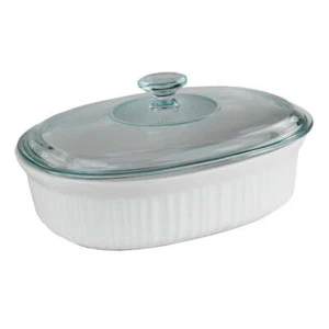 Corningware French White 2.5 Quart Oval Baking Dish with Glass Lid New - Picture 1 of 2