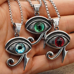 Mens Womens Egypt Egyptian Pharaoh Evil Eye of Horus Ra Pendant Necklace Gift - Picture 1 of 9