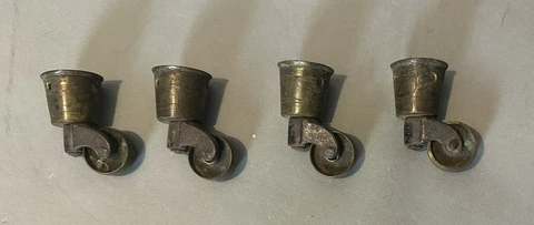 Set of 4 Vintage Antique Victorian Cast Metal Furniture Chair or Table Casters Cover