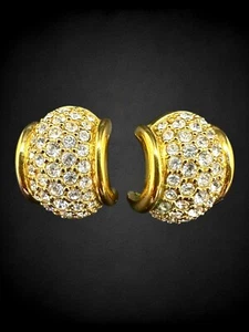 Orecchini Vintage Swarovski Cristallo Strass Post Tono Oro Pavè Mezzo Cerchio Bracciale - Foto 1 di 6