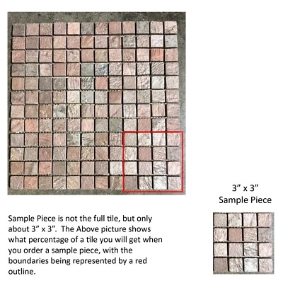 Azulejo Cobre Rojo Mosaico Remodelación Piso Piedra Aproximadamente 3x3 PIEZA DE MUESTRA TS-70 Foto 1 de 4