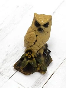 Vintage Orzeck Terrestone Yellow Owl on Branch Figurine Tabletop Home Decor - Picture 1 of 8