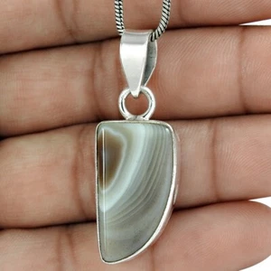 Trillion Agate Gemstone 925 Sterling Silver Sister Wedding Bezel Pendant Jewelry - Picture 1 of 4