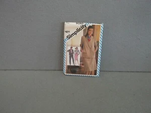 TALLA 14 SIMPLICITY 6065 SIN CORTAR DÉCADA DE 1980 FALDA DELANTERA DE HENDIDURA CHAQUETA SUELTA - Imagen 1 de 4