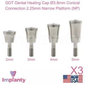 3x GDT Dental Healing Cap Ø3.8mm Conical Connection 2.25mm Narrow Platform (NP) - Picture 1 of 4