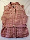 Feyem size L Pink Quilted Jacket Belted Ski Vest Womens Full Vip Italy 