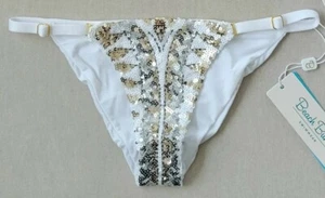 NWT Beach Bunny Sloane Sequin Skimpy Bottom, Size M, White - Picture 1 of 11