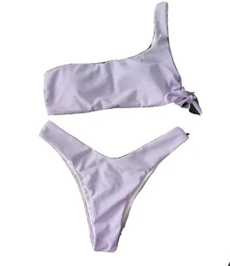 ZAFUL 2 Piece Bikini Swim Size US 4 One Shoulder Top and Bottom Set Purple - Picture 1 of 4