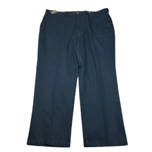 Haggar Chino Pants Mens 44x30 Big & Tall Navy Blue Expand Waist Work to Weekend - Picture 1 of 8