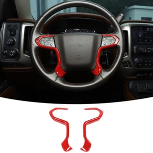 Red Car Steering Wheel Cover Trim Decor for Chevy Silverado & GMC Sierra 2014-18 - Picture 1 of 8