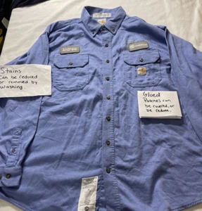 Carhartt Flame Resistant 294-80 size 2XL Light Blue LS Work Shirt Excellent J129 - Picture 1 of 20