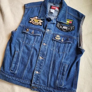 Wrangler Denim Vest Harley Davidson Vietnam Army Veteran Men's Size Large - Picture 1 of 11