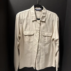 GSK LandsEnd Blouse Beige Women's Size Large Long Sleeve Button Front - Picture 1 of 9