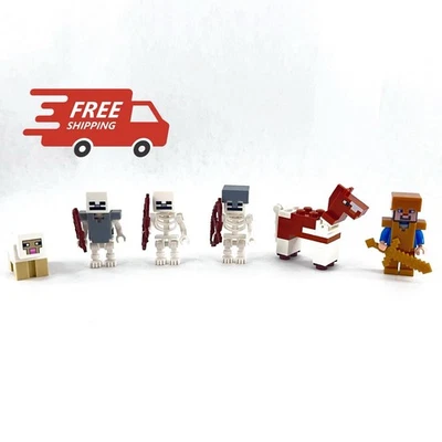 Lego Minecraft The Fortress X4 Minifigures & X2 Animals Mint From 21127 - Image 1 of 3