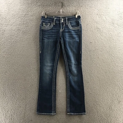 Vigoss The Chelsea Slim Bootcut Jeans Womens 3/4 Blue Denim Cotton Blend Zip Fly - Image 1 of 4