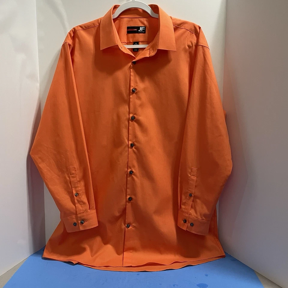 Camisa de vestir J. Ferrar ajustada naranja con botones manga larga para hombre XL Foto 1 de 4