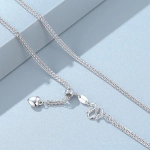 Pure Platinum 950 Women 0.9mm Wheat Foxtail Adjustable Necklace 2.4-2.6g/18inch - Picture 1 of 6