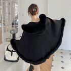 Cashmere Hooded Cape with Fur Trim