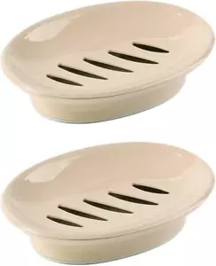 2-Pack Soap Dish with Drain Soap Holder Easy Cleaning Soap Saver Dry Stop - Picture 1 of 12