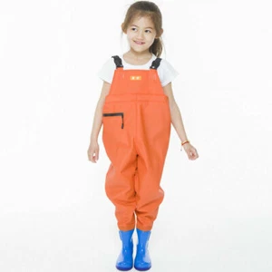 Kids Chlidren Chest Waders PVC Watertight Pants Waders Ourdoor Play Fishing Wear - Picture 1 of 11