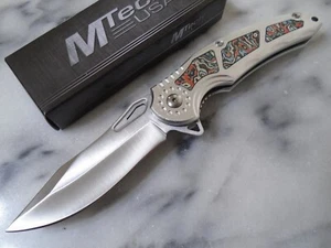 Mtech Assisted Open Fancy Pocket Knife Liner Lock Folder MT-A2010RD 8" OA New - Picture 1 of 5