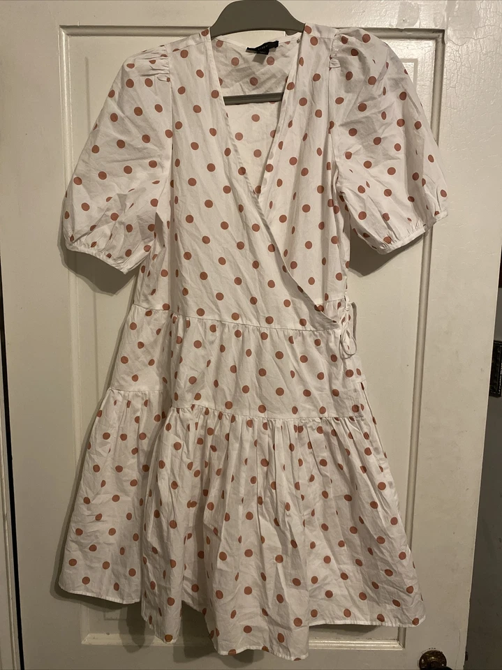 J.Crew женщин Puff рукав хлопок поплин надежном платье белый Rose Dot Ay846 маленький S - Изображение 1 из 4