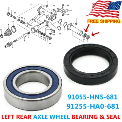 Left Rear Axle Wheel Bearing & Seal Kit For Honda Foreman 400 500 Rancher350 420 - Imagem 1 de 4