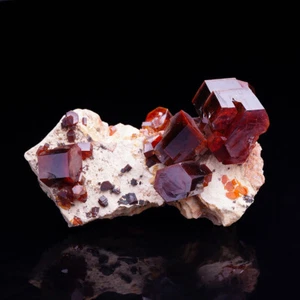 Red Vanadinite crystals on matrix from Mibladen - Morocco - Picture 1 of 5