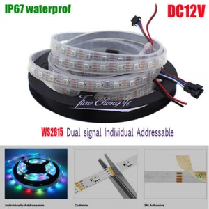 WS2815 RGB light strip 60LED/M 12V Dual Signal Addressable IP67 waterproof 5M - Picture 1 of 11