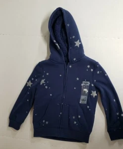 Osh Kosh B'Gosh Girl's Hooded Full Zip Sweatshirt Blue w/ Stars Size 4 NWT - Picture 1 of 5
