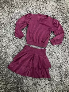 Girls 2 Piece Magenta Glitter Blouse And Skirt Set NEW WITH TAGS - Picture 1 of 7