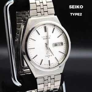 Reloj Vintage SEIKO TYPE2 Día Fecha 7546-8070 Plateado Hombre De Japón - Imagen 1 de 5