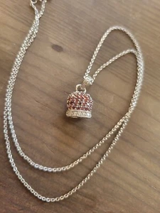 Red Bell Silver Pendant Pave' Zircons Capri Style MM 10.1 Necklace 925 Italy - Picture 1 of 14