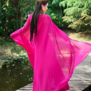 Femme Mousseline Cape Long Veste Capuche Robe Déguisement Cosplay Rétro Été - Picture 1 of 18