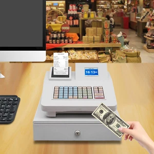 Registratore di cassa elettronico sistema Pos supermercato bar negozio al dettaglio con cassetto cassa - Foto 1 di 21