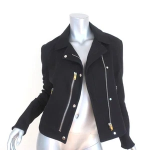Balenciaga Biker Jacket Black Cotton Twill Size 38 Motorcycle Jacket - Picture 1 of 10