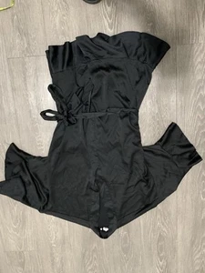 Victoria Secret Black Satin Silk Kimono Short Sleep Robe Pajamas Size Large - Picture 1 of 10