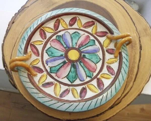 Schöne Keramik Schale mit Griffen Italien 7,5" - Bild 1 von 4