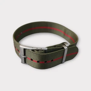 Premium NATO Strap Uhren Armband elegante Schliesse oliv + dünn rot 22 mm 9979 - Bild 1 von 5