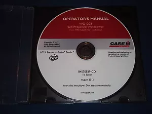 CASE WD1203 SELF PROPELLED WINDROWER OPERATION & MAINTENANCE BOOK MANUAL CD - Picture 1 of 1