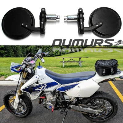 Motorcycle Round Black 7/8" Handlebars End Side Mirrors Custom for Suzuki DRZ400 - Image 1 of 4