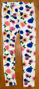 CRAZY 8: Girl's White Pants w/ Blue, Pink, & Yellow Flowers, Size 5T - Picture 1 of 3