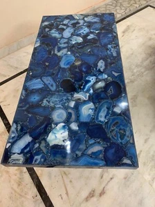 48" x 24" Beautiful Blue Agate Table Top - Natural Stone Home Decor - Picture 1 of 6