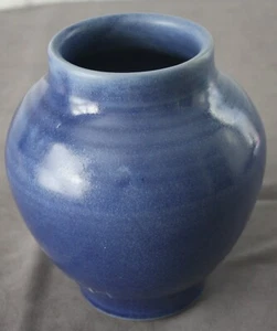 Stoneware Pottery Blue Vase - Wheel Thrown/With Cobalt Glaze 7.5" Tall - Picture 1 of 5