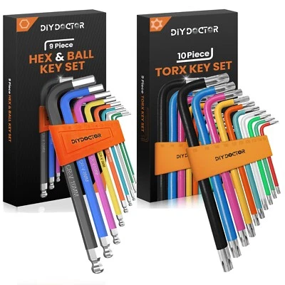 Torx And Allen Key Set Pack 19 Pc Metric Wrench Star Ball End Hex Folding Torque - Image 1 of 4